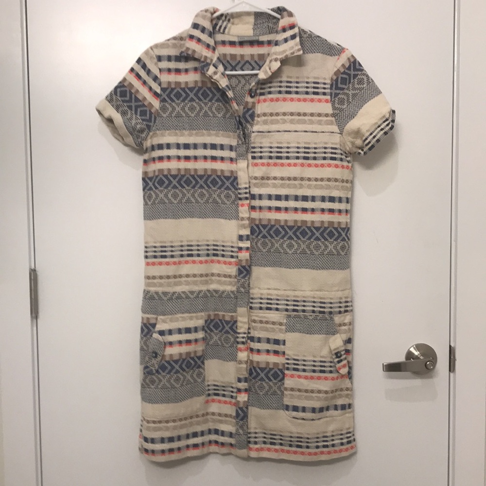 EUC Anthropologie The Odells Woven Button Down Sheath Dress (S)